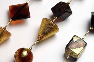 Gold Murano Perlen mit dichroitischer Technik