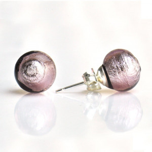 Parma murano glass earrings round button nail genuine murano glass of venice