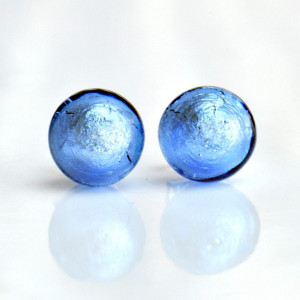 Aretes murano azul auténtico cristal veneciano