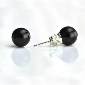 Aretes negro auténtico cristal veneciano murano