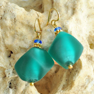 Pendientes murano verde autentica de murano venecia