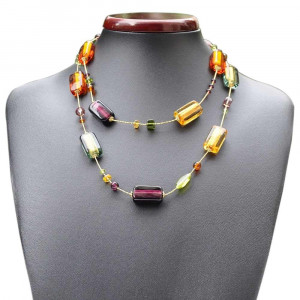 Collar cristal murano ambar largo verdadero cristal de murano venecia