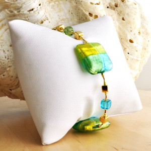 Bracelet verre murano vert