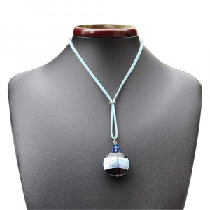 Pendentif gris bleu en verre de murano de venise, horizon