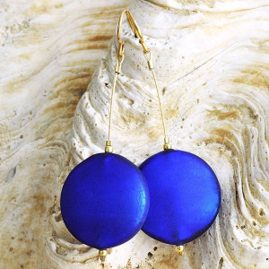 Boucles d'oreilles verre murano bleu italie