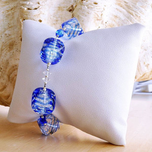 Pulsera  azul en verdadero cristal de murano venecia