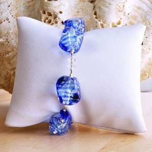 Bracelet murano bleu en veritable verre de murano venise