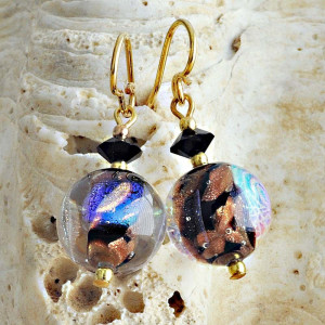 Aretes murano negro joya de venecia  real murano