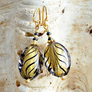 Gold murano earrings jewel in true murano glass of venice