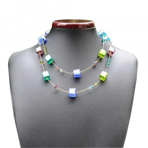 Szkło naszyjnik murano multi color pearl wenecji