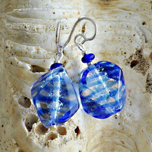  brincos de cristal murano azul 