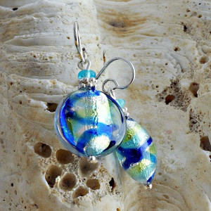 Blue murano earrings charly fili in real murano glass venice