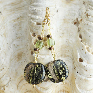 Green murano glass earrings