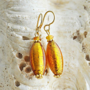 Amber murano glass earrings