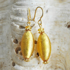  ohrringe aus muranoglas gold olive 