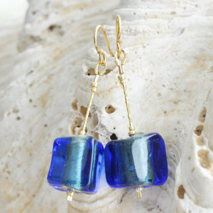 Blau murano glas schmuck ohrringe aus echtem muranoglas