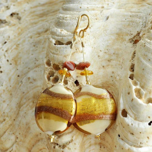 Gold murano glass earrings 