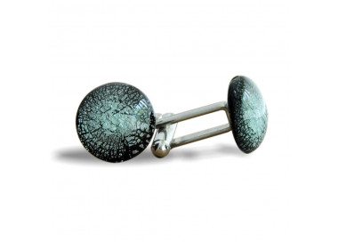 Round grey silver cufflinks in real murano glass venice