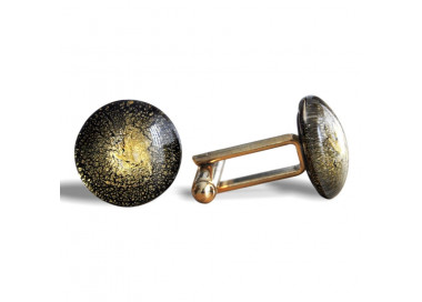 Round gold murano glass cufflinks in real murano glass venice