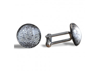 Boutons de manchette murano rond argent