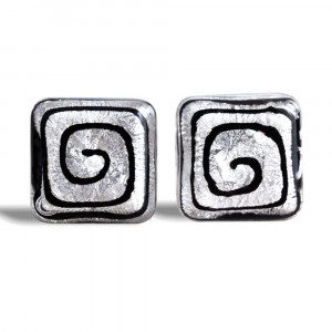 Silver murano glass cufflinks in real murano glass  venice