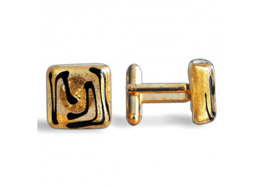 Gold murano glass cufflinks in real murano glass venice