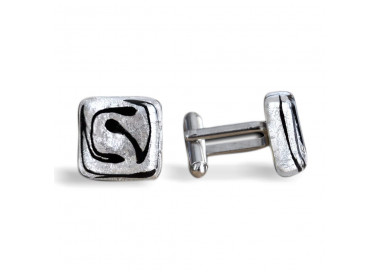 Boutons de manchette murano argent