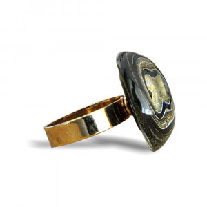  ring wirbel schwarz und gold aus muranoglas 