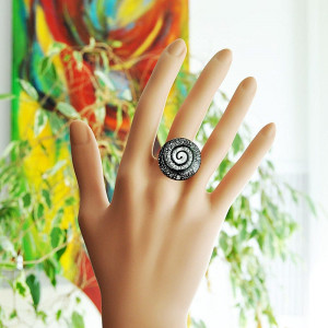 Silver spiral murano glass ring glass murano