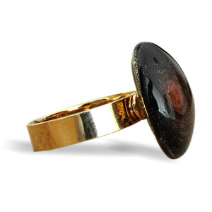 Ring in murano glas ronde craquelee amethist en goud 