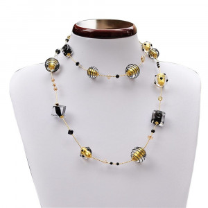 Ketting van murano-glas zwart en goud ketting lang originele murano glas