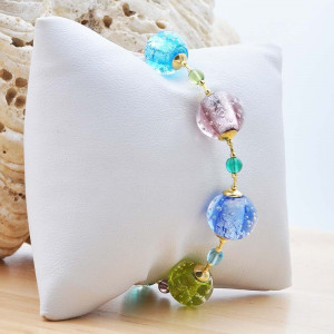 Murano glass bracelet fizzy blue