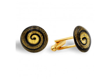 Round spiral gold cufflinks in real murano glass venice