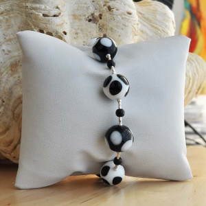 White black venetian glass bracelet