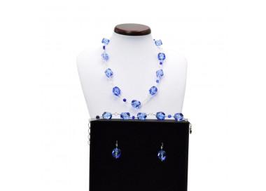 Sasso rigadin collar azul en verdadero cristal de murano venecia