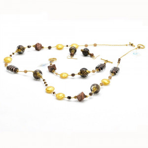 Gold murano glass jewelry set in real glass murano venice