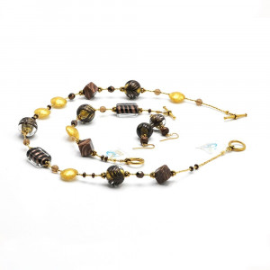 Gold murano glass jewelry set in real murano glass venice