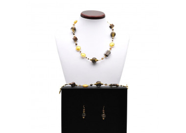 Gold murano glass jewelry set in real murano glass venice