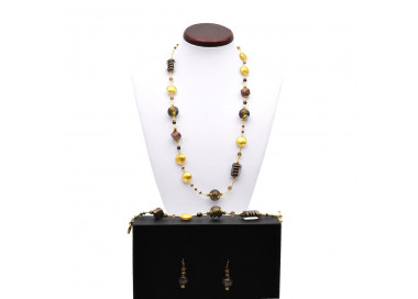 Gold murano glass jewelry set in real glass murano venice