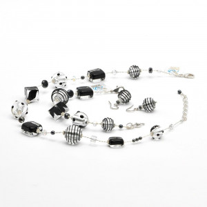 Black and silver set in real verrre murano venice