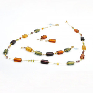 Amber murano glass set venitian jewelry