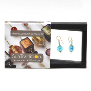 Fizzy azure blue earrings genuine venice murano glass