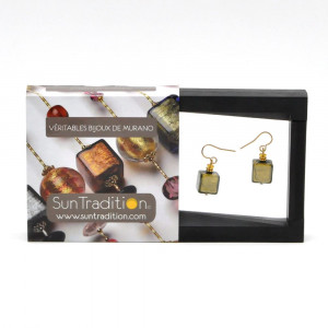 America - khaki und gold ohrringe schmuck aus echtem muranoglas aus venedig