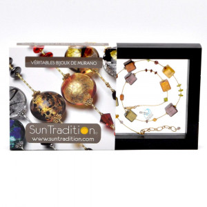 Ketting amber goud en parma echt murano glas