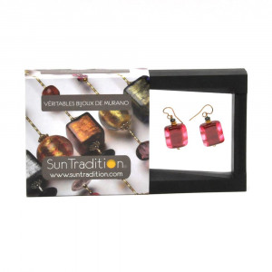 Schissa red earrings genuine murano glass