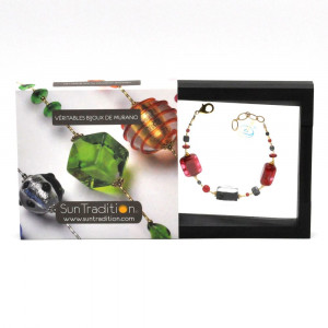 Schissa - rouge et noir - bracelet en veritable verre de murano