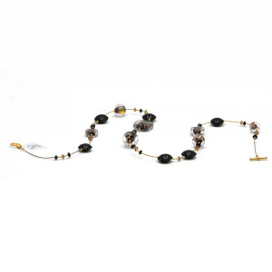 Clear moon black - black collar jewel, genuine murano glass of venice