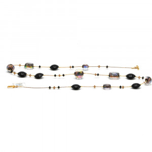 Long necklace black jewel, genuine murano glass of venice