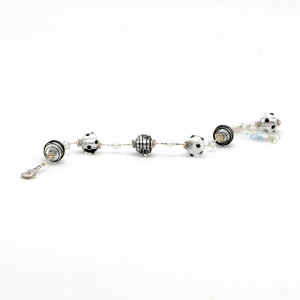 Jo- jo mini black and silver bracelet genuine murano glass venice