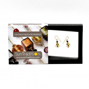 Jo-jo black and gold earrings genuine murano glass venice